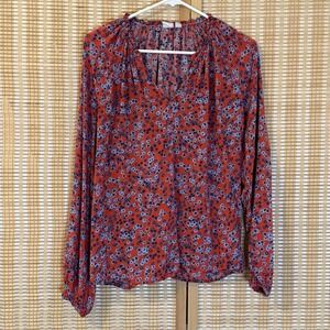 Gap Womens L Top Floral Ballon Sleeve Fairycore Cottagecore Western Lagenlook